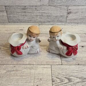 Porcelain Cherub Candle Holders Christmas Home Decor Taiwan
